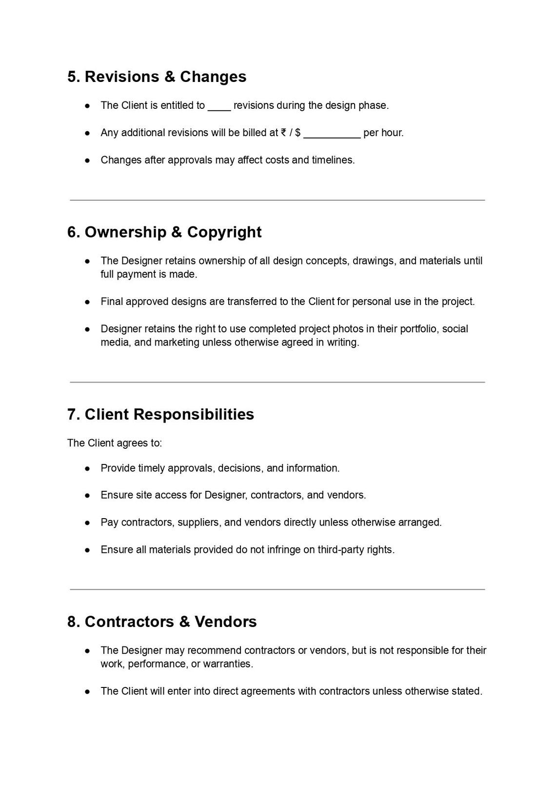 Editable Interior Design Contract Template: PDF & DOC - Etsy