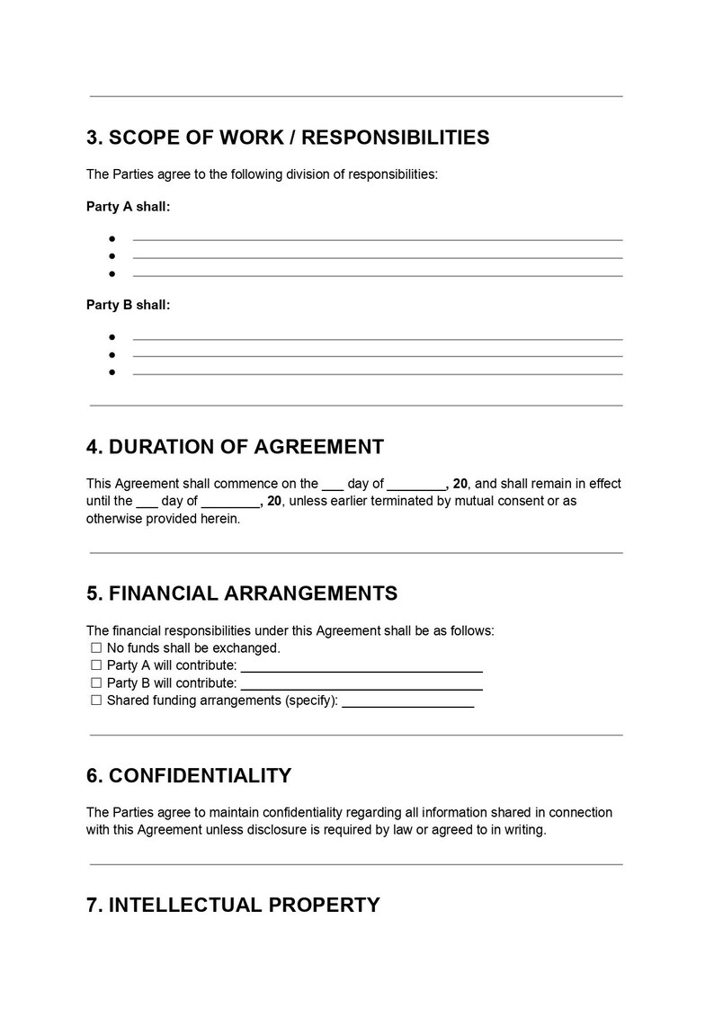 Moa Form.pdf Editable Memorandum of Agreement Template: Business Partnership Legal ...