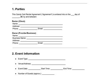 Candy Cart Rental Agreement Template: Editable Event Contract (PDF & DOC)