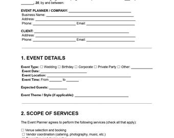 Editable Event Planner Contract Template (DOC, PDF)