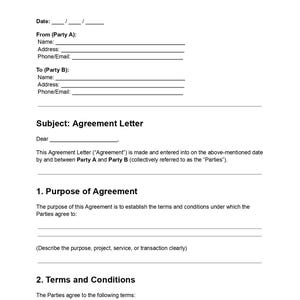 Editable Agreement Letter Template: Professional Business Contract (PDF & DOC)