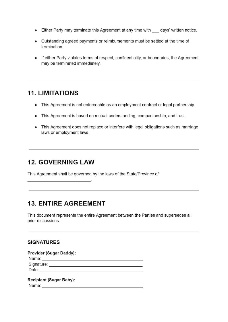 Dating Contract.pdf Sugar Daddy Agreement Template | Editable PDF & DOC | Mutual ...