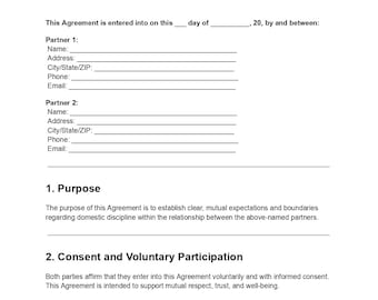 Domestic Discipline Agreement Template: Editable DOC & PDF