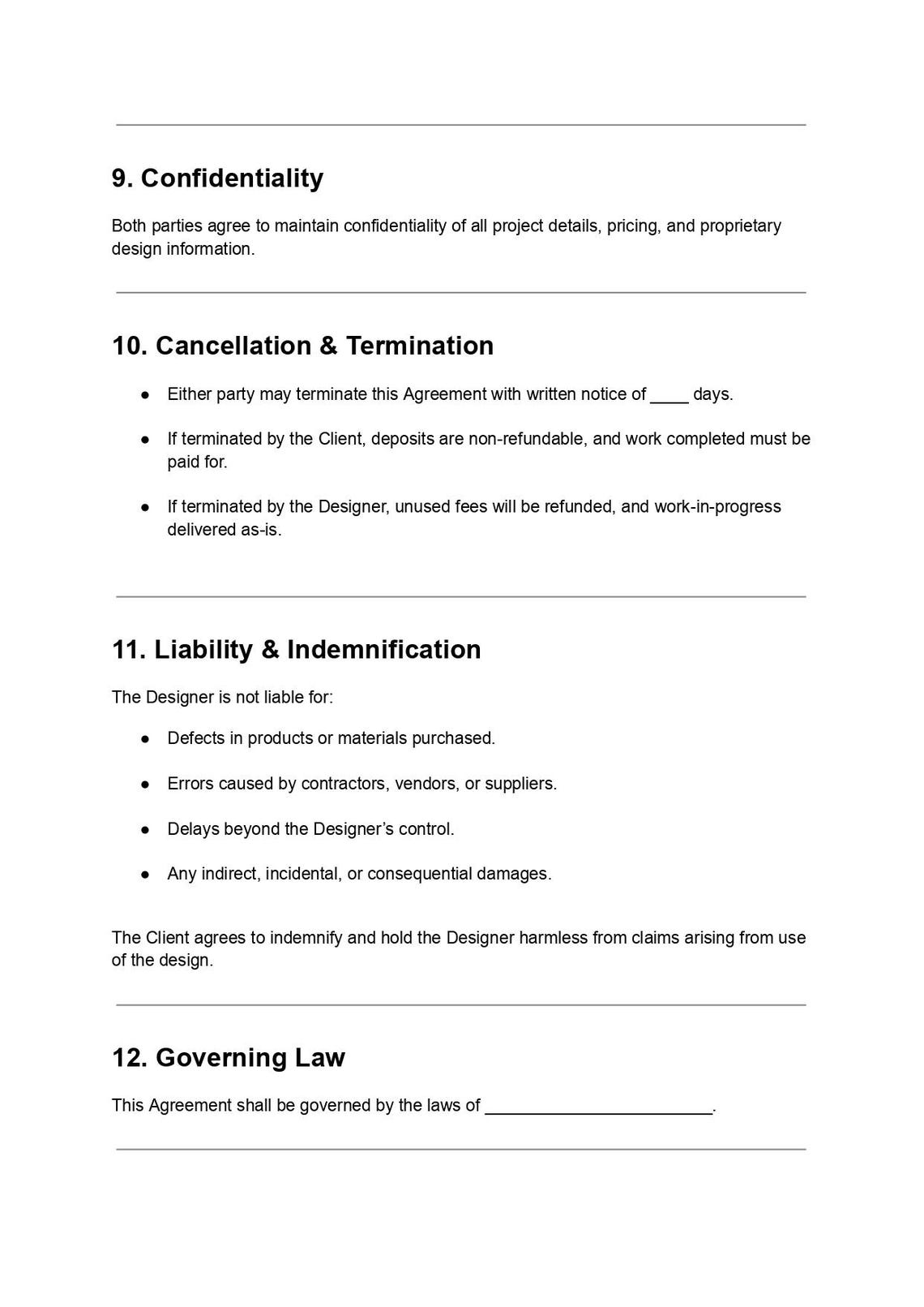 Editable Interior Design Contract Template: PDF & DOC - Etsy