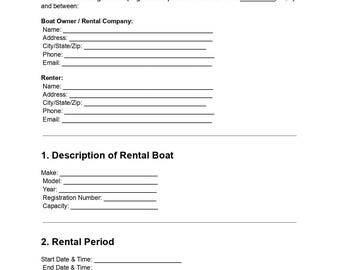 Boat Rental Agreement Template: Editable PDF & DOC Instant Download
