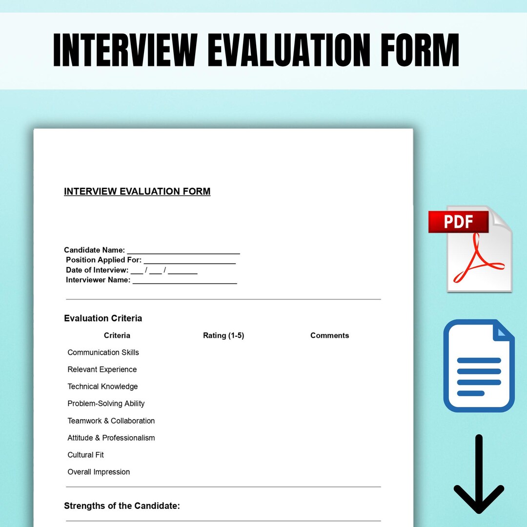 Interview Evaluation Form Template Candidate Interview Assessment Form ...