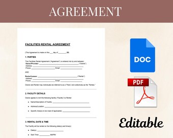 Facilities Rental Agreement Template | Event Venue Contract | Editable DOC & PDF