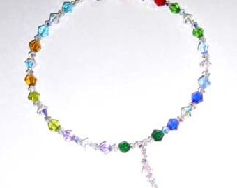 Anklet, Multi-colored 6MM Crystal Ankle Bracelet