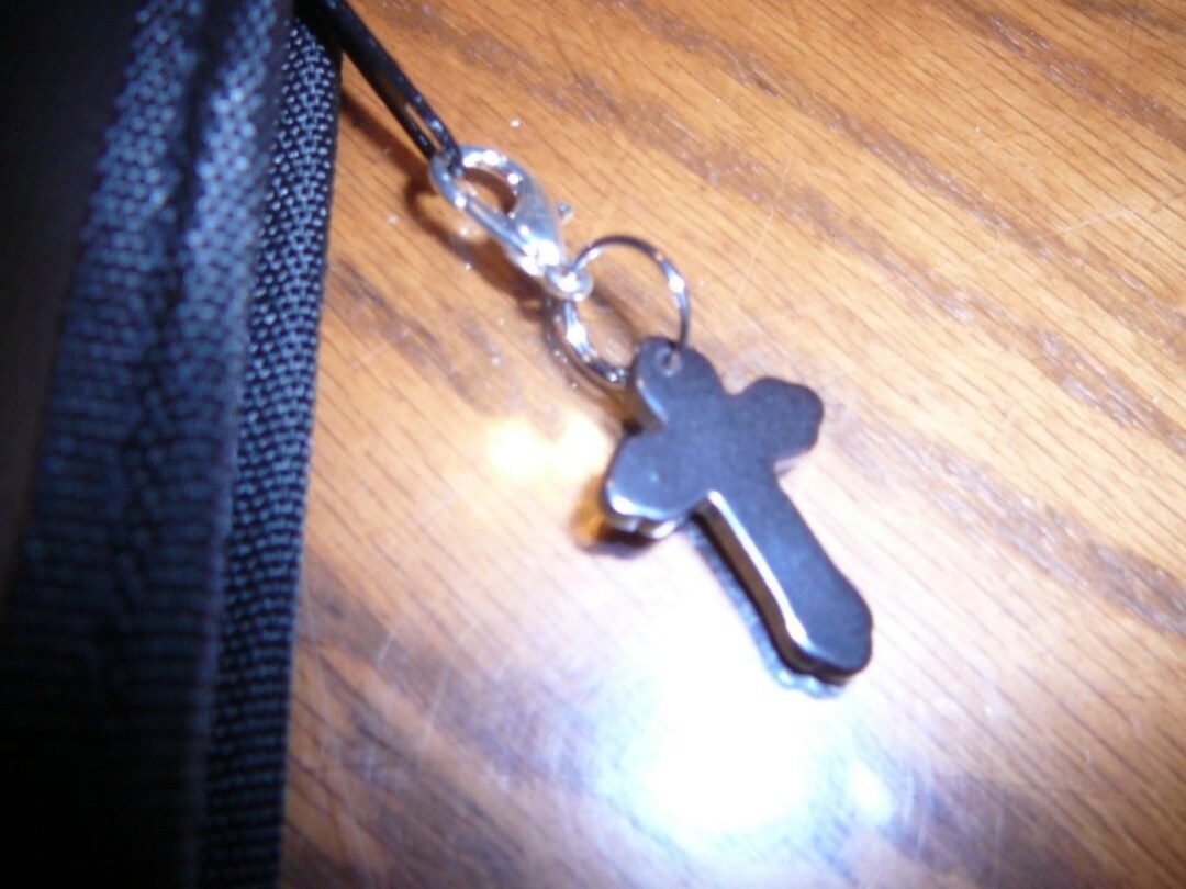 Zipper Pull, Black Hematite Cross Zipper Pull for Backpacks, Purses