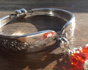 Pulseira de talheres vintage, pulseira de talheres/colher banhada a prata com pulseiras laranja