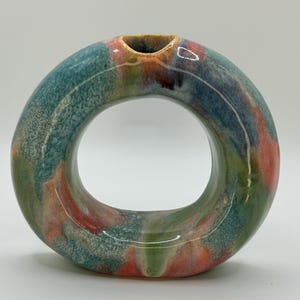 Multi colored Donut candle holder