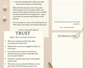 10 preguntas para un diario cristiano sobre la CONFIANZA – Reflexión imprimible basada en la fe / Preguntas para renovar el alma / Diario inspirado en las Escrituras (PDF)