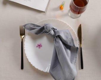 Set van 200 grijze katoenen dinerservetten: herbruikbaar tafeldecor voor bruiloften