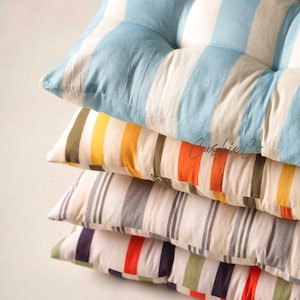 Striped Print Handmade Chair Pad Soft Chair Seat Pad Dining Bed Room Garden Kitchen Mat Cushion Garden Bench Cushion Seat Pad Set of 1 Piece