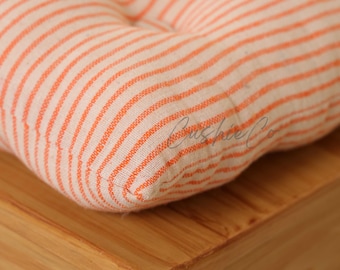 Striped Chair Pad Cushion - Handmade Cotton Seat Cushion