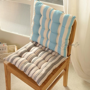 Handmade Striped Cotton Chair Pad with Ties,Dining Chair Cushion Garden Home Decor Seat Pad