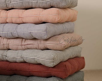 Handgefertigtes Bodenkissen | Leinen Meditationskissen | Boho Sitzkissen | Yoga & Wohnzimmer Dekor Bank Fenster Getuftet Daybed