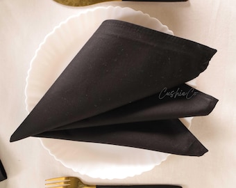 100 Pack Black Cotton Napkins,Cotton Napkins Wedding Table Decor,Bulk Napkin Sets,Dinner Kitchen,Party Napkins,Napkins For Gift