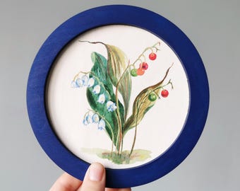 Lily of the Valley Wood Painting: Cottagecore Floral Wall Art