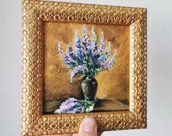 Framed Texas Bluebonnet Painting: Original Acrylic Floral Art