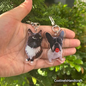 Personalized Pet Photo Keychain: Acrylic Dog Cat Memorial Gift