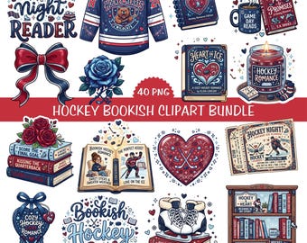 Hockey Romantik Clipart Bundle | Sport Bookish PNG Illustrationen (Digitaler Download)
