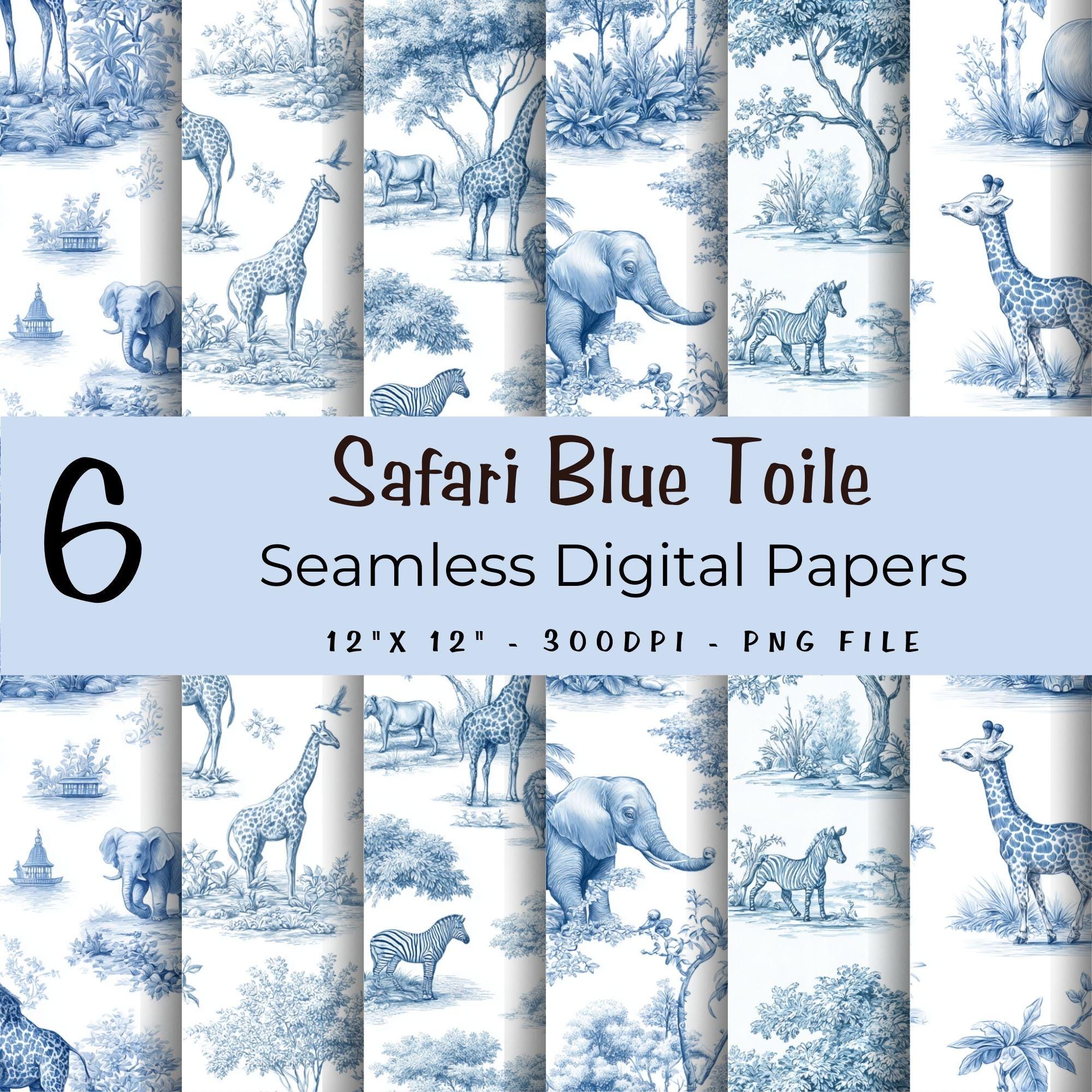 Safari Toile De Jouy Seamless Pattern Bundle | Blue French Toile ...