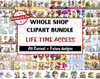 Whole Shop Clipart Bundle, gesamtes Store Bundle mit lebenslangem Zugriff für kommerzielle Nutzung Png, digitaler Download