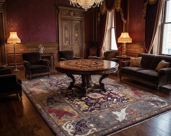 Alfombra Panthera Majestica de 305 × 427 cm, alfombra oriental grande, alfombra de lujo para sala de estar.