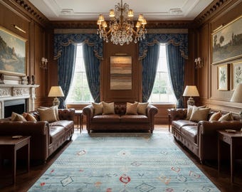 Alfombra Glaciar con tejido de diamante / Alfombra turca de Tencel hecha a mano