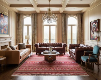 Alfombra Scarlet Heritage Stripes / Alfombra turca de Tencel hecha a mano