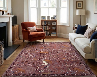 Handgeknüpfter Woll-Seide Naturteppich, Persischer Stil Tiermotiv Teppich