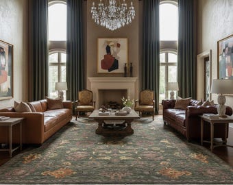 Alfombra persa anudada a mano, color verde oliva óxido envejecido, alfombra oriental de 5x8 pies.