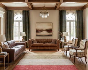 Alfombra Rust Horizon Layers / Alfombra de salón artesanal de Tencel