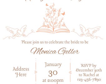 Book Theme Bridal Shower Invitation
