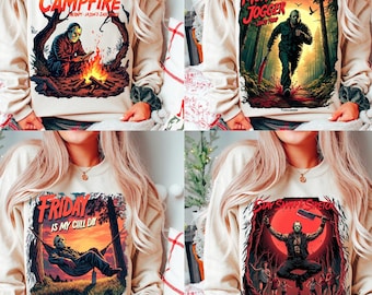 Retro Horror T-Shirt Designs: Jason Voorhees Clipart Bundle (Digital Download