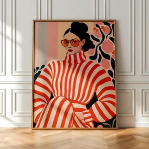 Fashion Woman in Red Wall Art Printable – Stylish Digital Download for Chic Bedroom or Office Decor