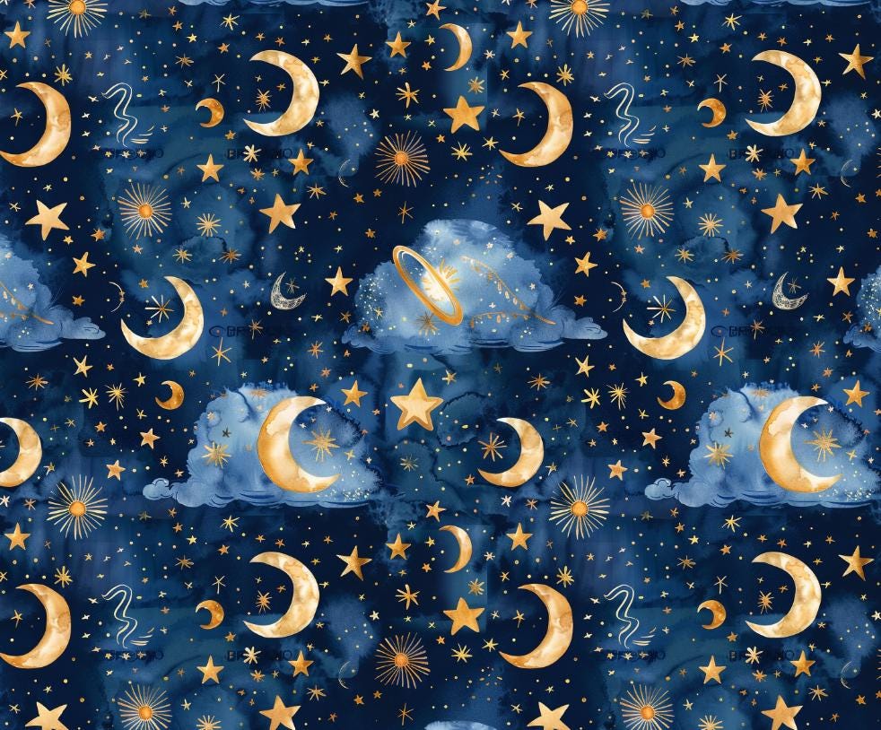 Tessuto stelle luna Italia