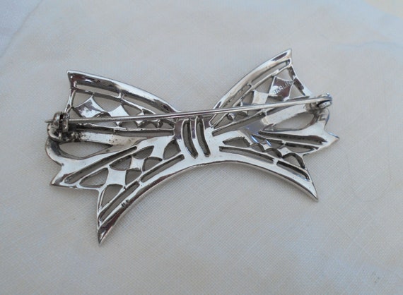 Vintage large sterling silver and marcasite bow b… - image 4