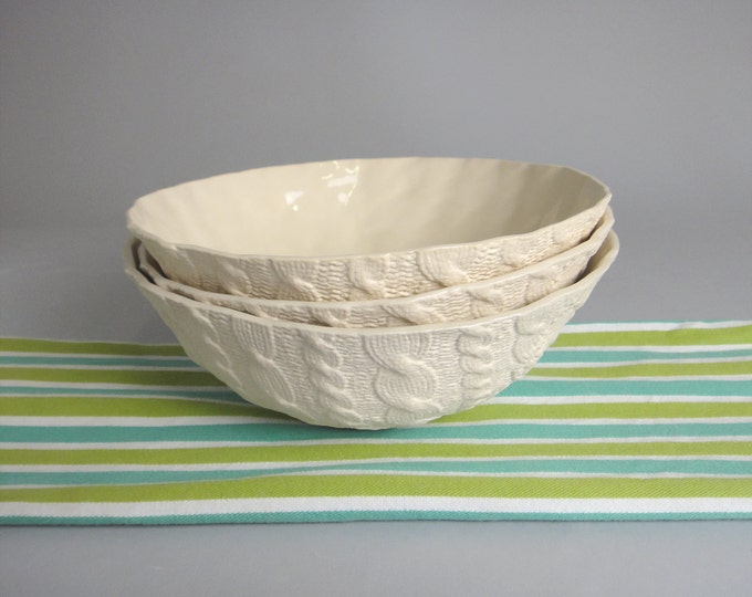 Ceramic Cable Knit Sweater Bowl WITH 16k GOLD EDGE Etsy