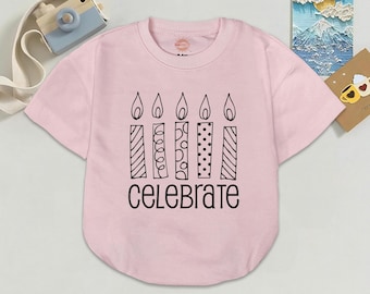 Pelele de cumpleaños para bebé: diseño de vela para celebrar, conjunto para el primer cumpleaños.