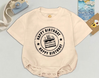 Pelele de tarta de cumpleaños hecho a mano: Conjunto para el primer cumpleaños, regalo para bebé