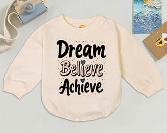 Pelele para bebé "Sueña, Cree, Logra", body inspirador para recién nacidos, conjunto a la moda.