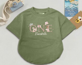 Body personalizado de unicornio para el primer cumpleaños, conjunto personalizado con el nombre de la bebé.