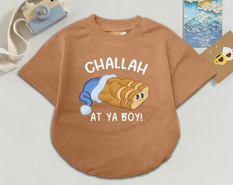 Divertido pelele judío para bebé "Challah At Ya Boy", lindo body para recién nacido, conjunto humorístico para bebé, regalo para baby shower, ropa judía para bebé.