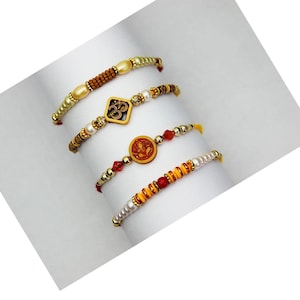 Traditional Rakhi Set of 4 – Om, Ganesha, Beaded & Pearl Rakhi | Handmade Raksha Bandhan Rakhis | Gift for Brother