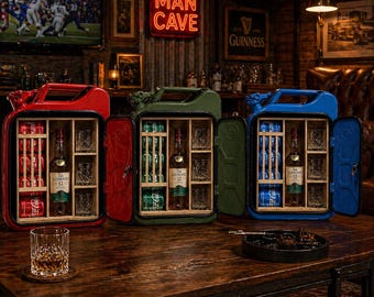 Minibar en bidón de gasolina – Decoración de bar, regalo para papá, regalo para esposo, regalo para novio, decoración para cueva de hombre, mueble bar de whisky