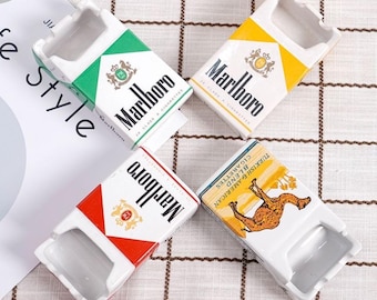 Retro Ceramic Ashtray – Vintage Cigarette Pack Pop Art Decor