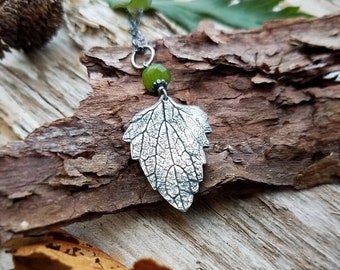 Nepeta cataria - Catnip Leaf - Pure Silver Pendant - Botanical Jewelry   by Quintessential Arts