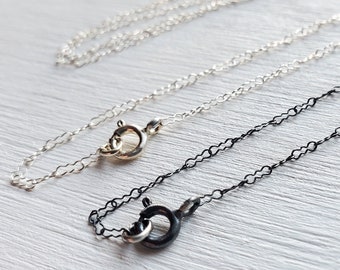 Custom Length - Delicate Cathedral Chain Sterling Silver Necklace - Shiny/Oxidized